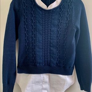 Blue and White Sweater.